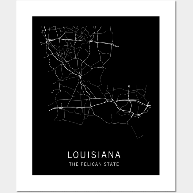 Louisiana State Road Map Wall Art by ClarkStreetPress